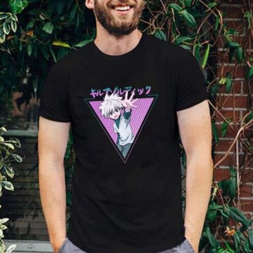 Unique Kawaii Hisoka Hunter X Hunter Manga Tshirt Killua Zoldyck Men T-shirt Crew Neck Anime Tops Vintage Vogue Hot Sale Tee