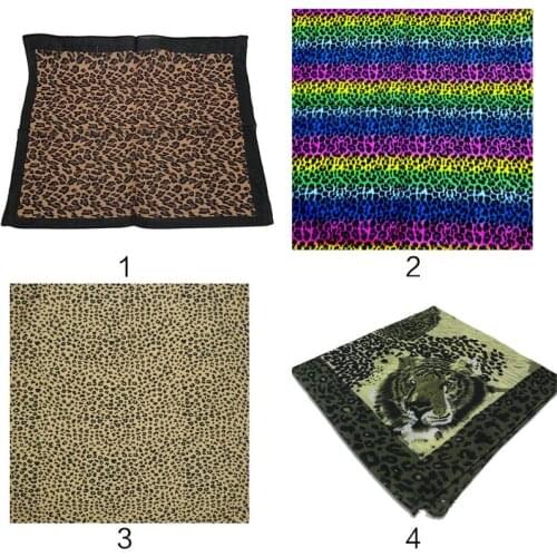Bohemian Vintage Leopard Tiger Print Unisex Cotton Square Scarf Outdoor Cycling Headband Bandana Hip-Hop Wristband Neck Tie