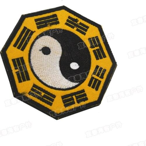 Embroidered Chinese style bagua taiji patch octagon exorcise evil hook &loop army patches military for backpack jacket