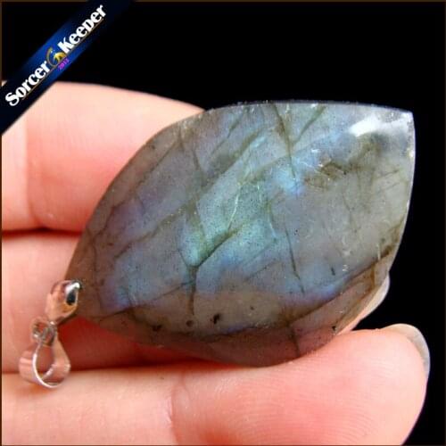 High Quality Big Natural Blue Flash Labradorite Stone Beads Pendants Necklaces Wholesale Bijoux Necklace For Mens Jewelry SS507