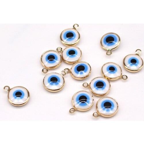 Yamily 10pcs/10mm*10mm Resin Mini Small Golden Cute Evil Eyes For Charms Jewelry Findings Necklace Pendant Earrings Accessory