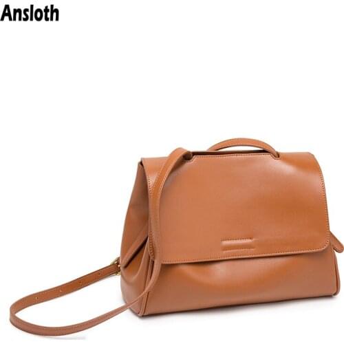 Ansloth New Fashion Shoulder Bags For Women Luxury Designer Female Soft PU Leather Handbags Leisure Satchels Bags Ladies HPS1044