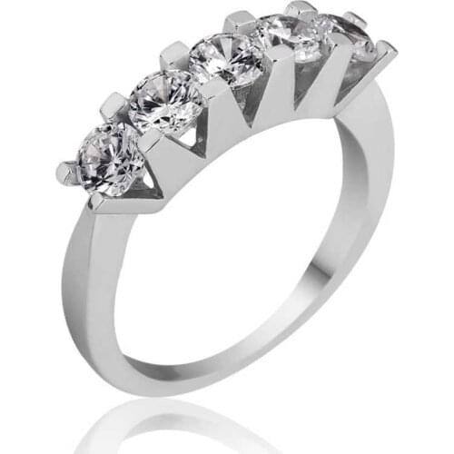 Silver 5 Stone Lady 'S Ring
