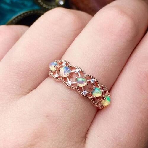 100% Natural And Real Opal Ring Solid 925 Sterling Silver For Women Colour Gem Stone Rings