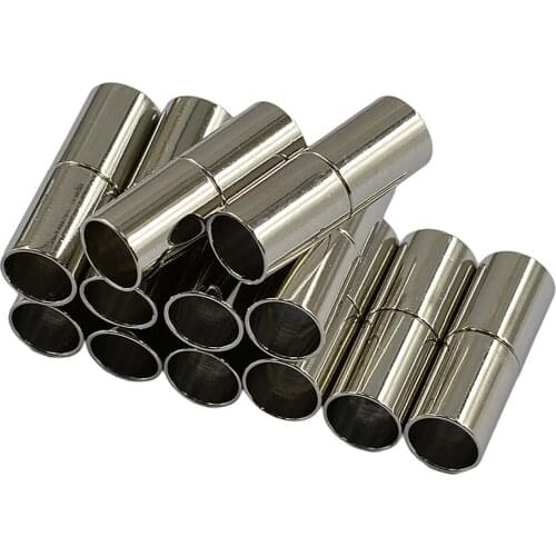 12Pcs Glue In Tube Barrel Magnetic Clasp For 5mm Leather Cord Necklace DIY