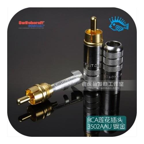 2pcs Free shipping Brand new original gold-plated shell nickel-plated American Switchcraft 3502AAU RCA lotus plug