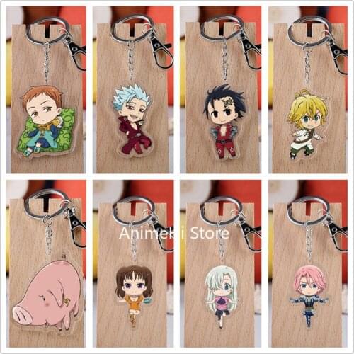 20 pcs/lot The Seven Deadly Sins Acrylic Keychain Toy Figure Meliodas Bag Pendant Key Ring Gifts
