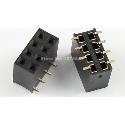 20pcs 2.54mm Pitch 2x4 Pin 8 Pin Female Double Dual Row SMT Pin Header Strip
