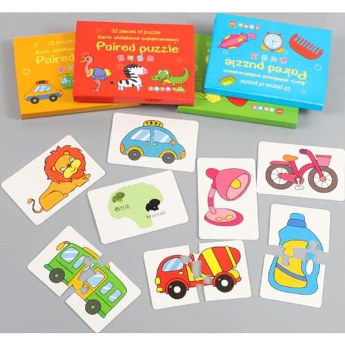 Baby Early Education Card Enlightenment Benefit Intelligence Cognitive Jigsaw Puzzle Toy Fruit Life Animal Set Puzzle 32pcs