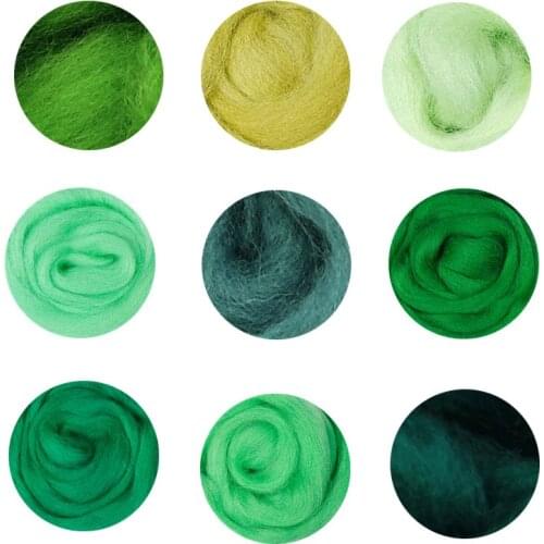 66S Green Color Series Wool Fibre for Needle Felting Wet Felting Wool Felting Handmade Spinning DIY Craft Materials