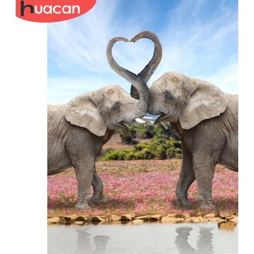 HUACAN Animal Diamond Painting Elephant Diamond Mosaic Full Embroidery Kits Cross Stitch Decoration For Home