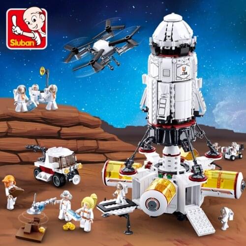 Aviation series Mars Rover Space base Spaceship Shuttle exploration vehicle building blocks DIY figures Bricks Educational Toys