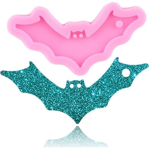 Shiny Glossy Halloween Bat Silicone Mold Keychains Molds DIY Handmade Charms Mould Resin Craft Necklace Moulds