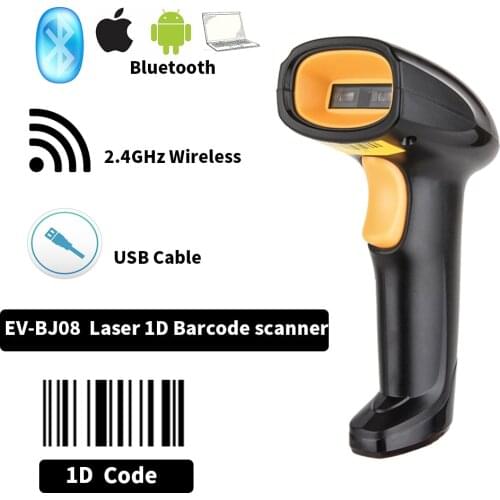 Cheapest Bluetooth Barcode Scanner 1D Bluetooth Code Reader USB Interface QR Code Scanners Wireless Handel Barcode Scanning Gun