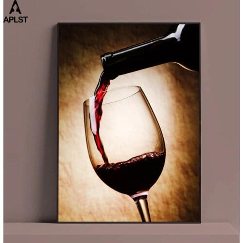 Red Wine Glass Oil Painting Prints Poster Modern Canvas Art Bar Restaurant Kitchen Wall Decoration Dinning Living Room Decor