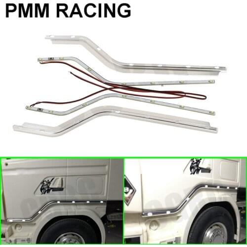 1 Pair RC Model CNC Aluminum Alloy Door Side LED Light For 1/14 Tamiya RC Truck Scania R620 56323 R730 R470 Edge lamps Parts