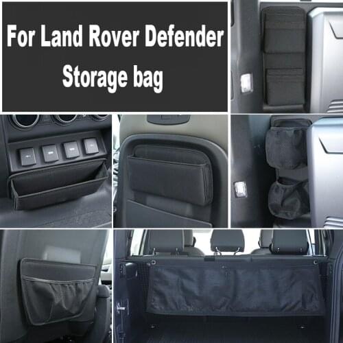 For Land Rover Defender 110 2020 2021 Car Front Seat Back Storage Box Trunk Storage Net Pocket Rear Exhaust Outlet Storage Box