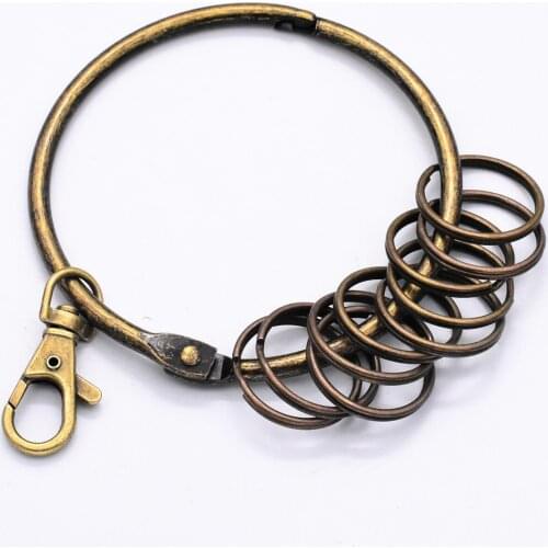 Antique Bronze Plated Big Keyring with Lobster Buckle and Ten 25mm Rings For Making Personality KeyChain