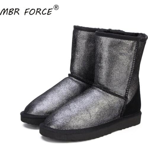MBR FORCE Top Quality Genuine Leather Snow Boots for Women Waterproof Winter Boots Women Boots 2 Colour shoes US 4-13