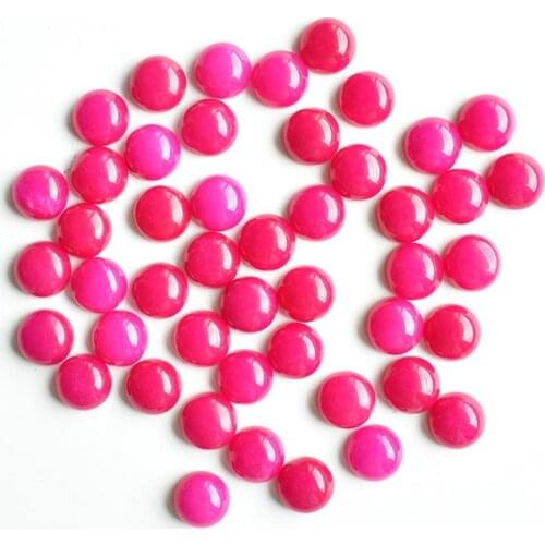 2020 fashion high quality rose red stone round cab cabochon no hole beads for jewelry making 10mm wholesale 50pcs/lot free