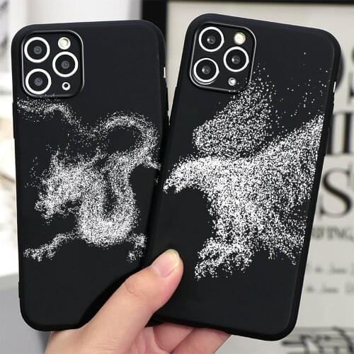 Fashion White dragon sand painting Phone Case For iPhone 11 12 Pro Max X XR 7 8 6 6s Plus SE 2020 12 Pro Xs Max Cases