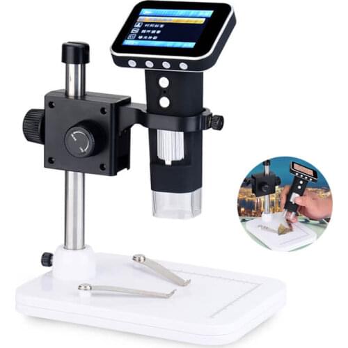 Digital Microscope 500x Portable USB 2.0 & USB 1.1 Compatible Microscope with 2.4 inch HD Screen Display Integrated Stand Holder