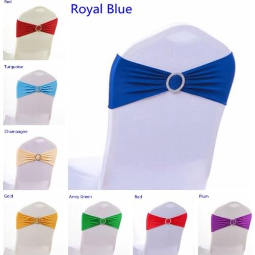 32 Colours Spandex Chair Sash Wedding Chair Sashes With Round Buckle Lycra Stretch Sash For Chair Spandex Band Universal
