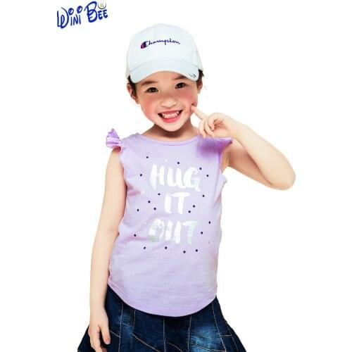 Sleeveless T-Shirt Toddler Girls Tops Summer Cotton Printed Letters Kids Clothes Vests Girls Fashion Clothing 2 4 6 Years