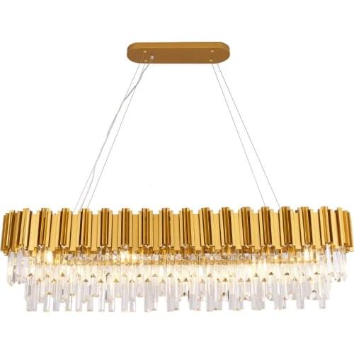 New Arrival Crystal Chandelier Light Gold Rectangle Lighting Fixtures Lustres Luminaire for Dining Living room Hotel Lamp