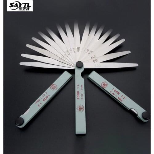 0.02- 1.0mm Thickness Metric Feeler Gauge 17 Blades Stainless Steel Gauge for Spark Plug Gap Valve Measure Tool Opening Tool set