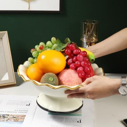 European-style Ceramic Phnom Penh Fruit Plate Creative Lace Dried Fruit Snack Plate Living Room Desktop Storage Home Decoration