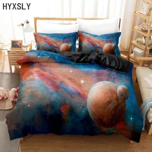 Galaxy Outer Space Planet Printed Bedding Set Luxury Duvet Cover Kids Boy Child Twin Full Size 2/3pcs Bedclothes Home Decor
