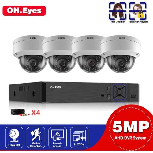 Video Surveillance Kit 1080P 5MP HD DVR 4CH CCTV System For Home 4 Security Camera 2000TVL Outdoor Video Surveillance System