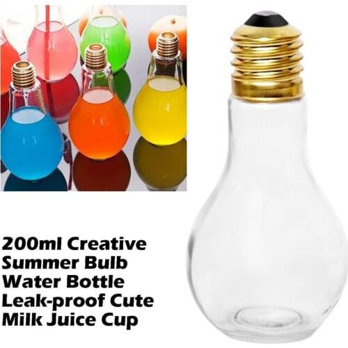 Creative Summer Bulb Water Bottle Cute Brief Fashion Cute Milk Juice Light Bulb Leak-proof Cute WaterBottle Portable Bottles