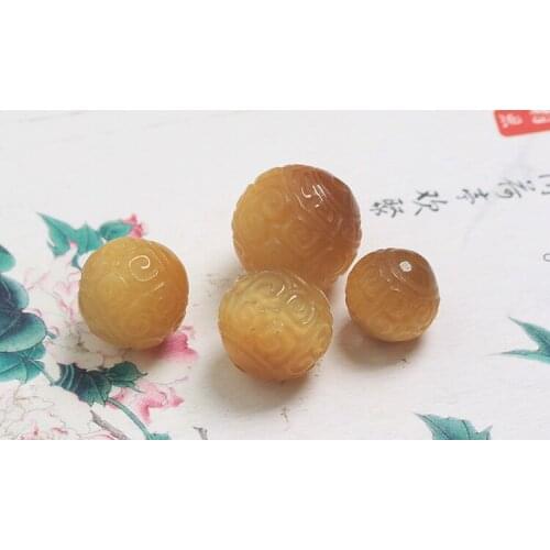 One pcs gold tigereye round carved 10/12/14MM for DIY jewelry making loose beads FPPJ wholesale beads nature gem stone