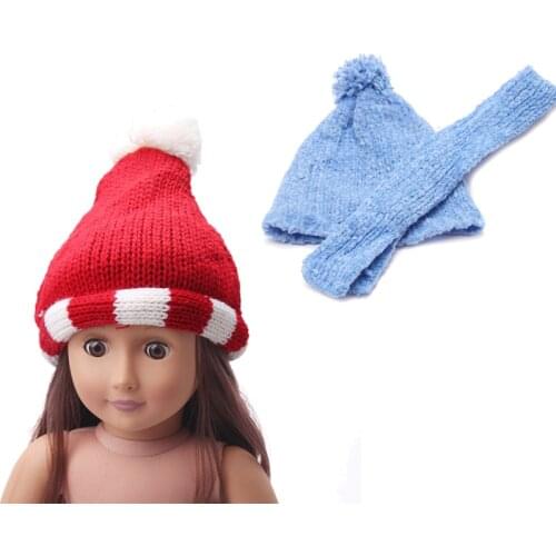 18 Inch American Doll Girls Cute Red Wool Hat Newborn Baby Toys Accessories Fit 40-43 Cm Boy Dolls Gift c182