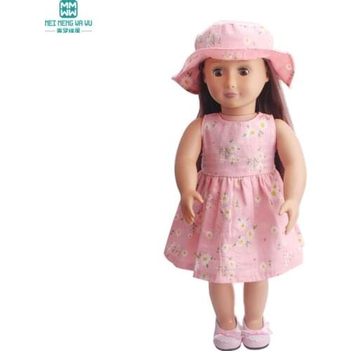 Fashion Pink dress + hat Clothes for dolls 45cm American doll and new born doll accessories