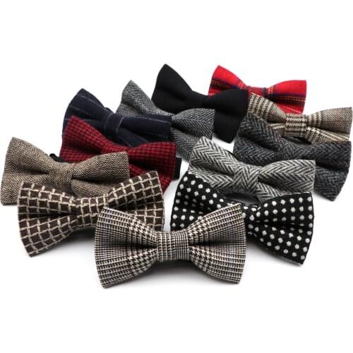 Mens 100% Wool Bow Tie Superior Classical Gravata Houndstooth England For Men Wedding Formal Business Butterfly Bowtie Gift