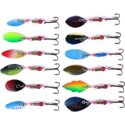 Spinner Bait Fishing Lures Spinner Spoon With Treble Hook Hard Fake Fish Metal Lures Set