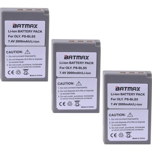 New 3Pcs PS-BLS5 BLS-5 BLS5 BLS-50 BLS50 Battery for Olympus PEN E-PL2,E-PL5,E-PL6,E-PL7,E-PM2, OM-D E-M10, E-M10 II, Stylus1