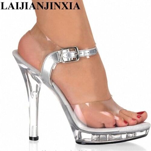 New Crystal Ankle Strap 13CM Sexy Super High Heel Platforms Womens Dance Shoes, Pole dancing Shoes
