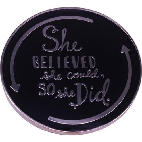 R.S. Grey Scoring Wilder Quotes Enamel Pin Round Black Brooch