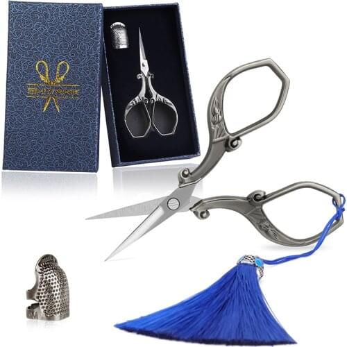 SHWAKK Retro Scissors Vintage Scissors Thread Embroidery Scissors Sewing Supplies Stainless Steel Scissors Tailor Scissors Tool