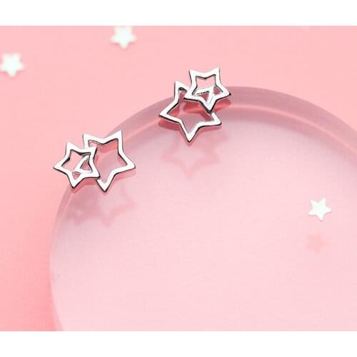100% 925 Sterling Silver Tiny Star Stud Earrings Best Gift for Girls Kid Lady Women Brand Fine Ear Jewelry (SE389)