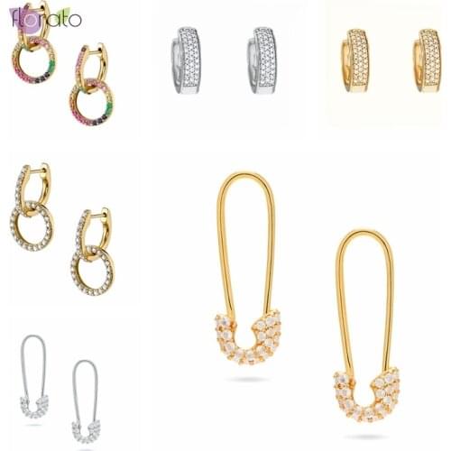 Korean Crystal Elegant Hoop Earrings 925 Silver Minimalist For Women Earrings Exquisite Jewelry Birthday Gifts Wedding Banquets