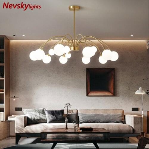 Modern white glass chandeliers living room brass chandelier lighting dining room ceiling chandelier bedroom led kitchen fixture