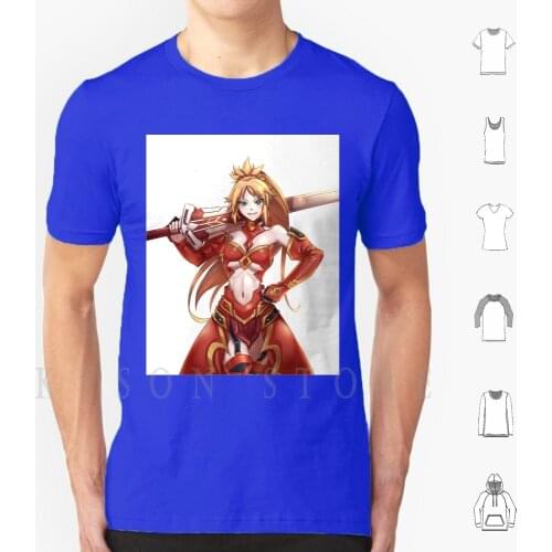 Fate-Mordred T Shirt Diy Big Size Cotton Fate Mordred Extella Grand Order Servant Holy Grail Cleavage Big Tits Oppai Boobs