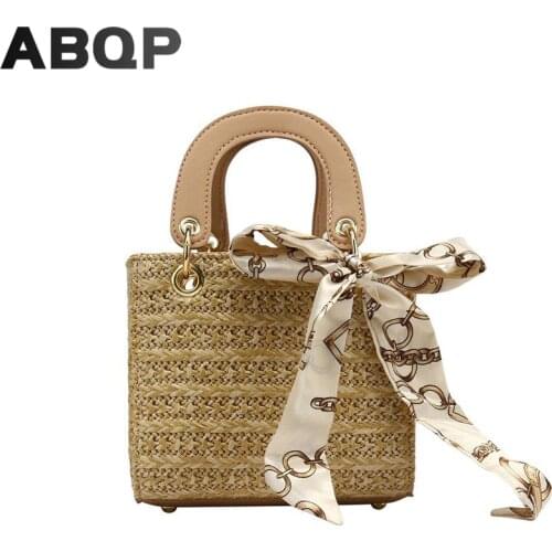 2021 New Designed Straw Shoulder Bags Ladies Luxury Brand Handbags Leather Handle Cross Body Versatile Beach Bags For Women