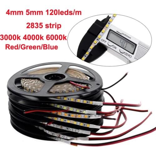 4mm 5mm Width 2835 slim narrow flexible led strip light 4000K Natural White 120led/m DC12V Not waterproof 5m ribbon tape