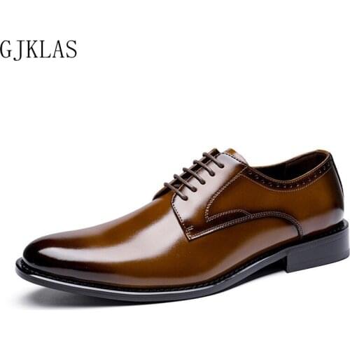 Mens Formal Shoes Genuine Leather Dress Business Shoes Men Classic Black Brown Brogue Office Shoe Man Elegant Zabatos De Hombri